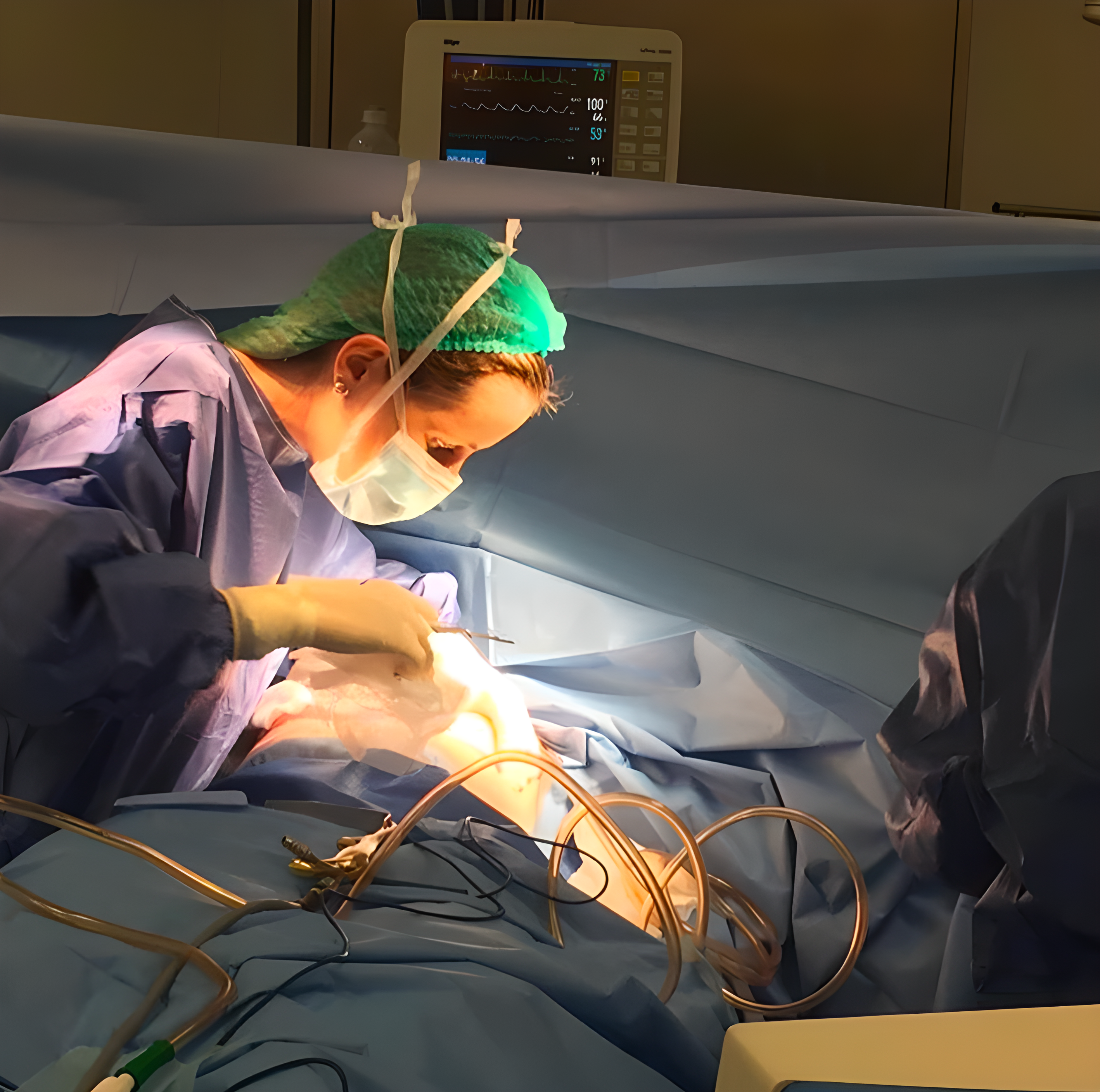 Plastic surgeon operating in a controlled surgical environment